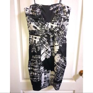 Max & Cleo Black and White Strapless Dress